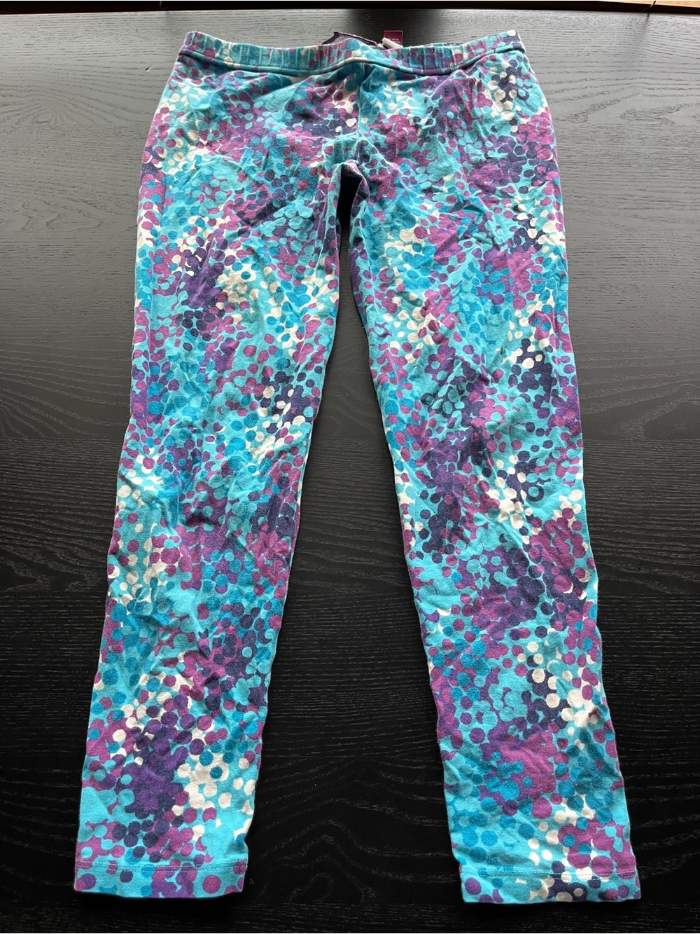 Epic Threads XL Girls Leggings Floral Dot Blue Purple Cotton Spandex Elastic